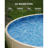 Round Pool Liner 33 ft Unibead Style 52 inch Wall Height Durable